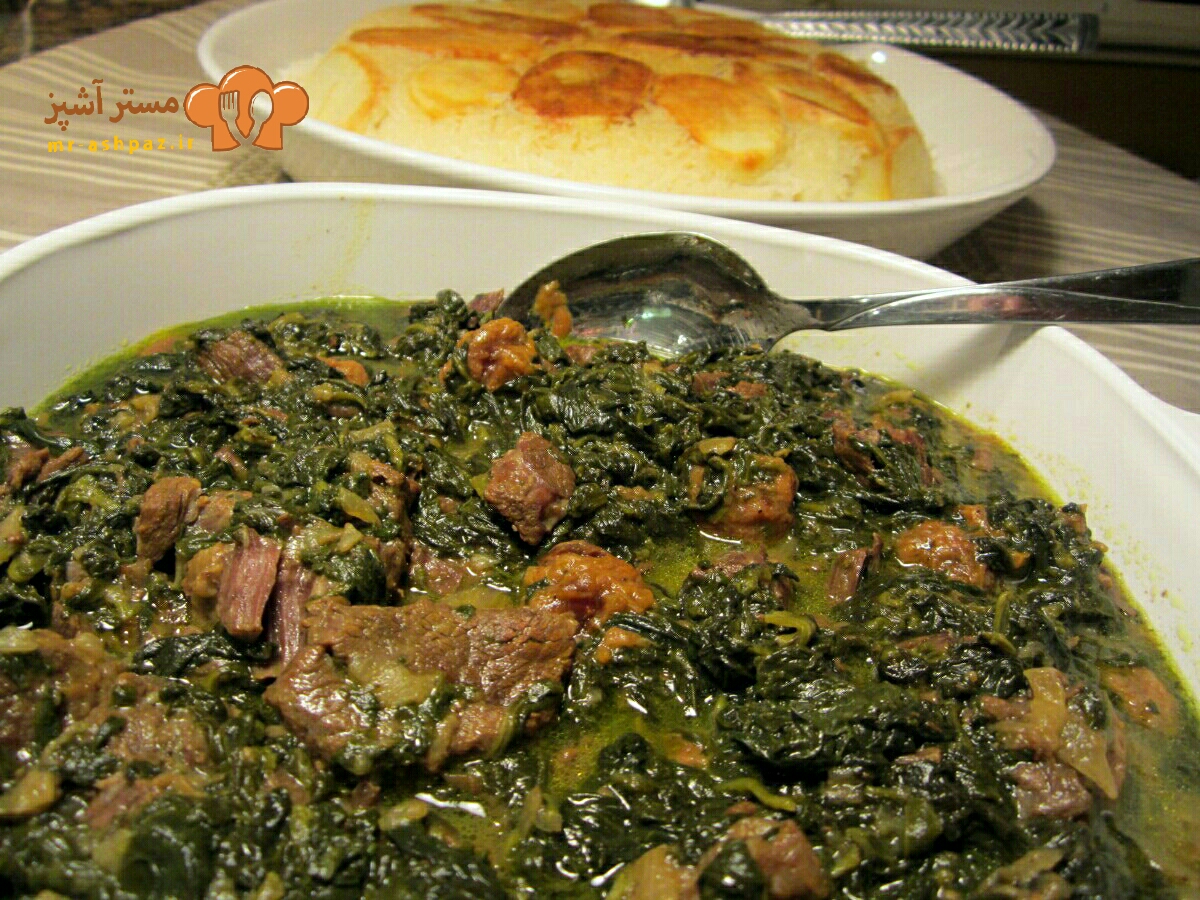 طرز تهیه خورش آلو اسفناج